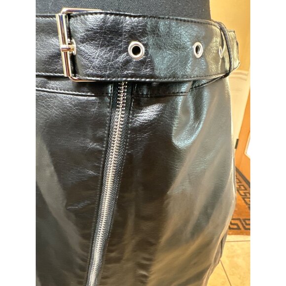 NWT Windsor Faux Black Leather Mini Skirt Zippers Goth Biker Chic Dark Women S - Picture 5 of 8